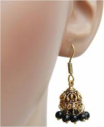 Beautiful Antique Pearl Jhomka Earrings with traditional Indian design and colorful pearls.