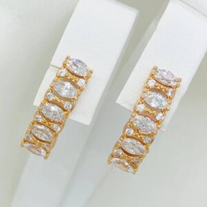 Marquise Elegance Gold Hoop Earrings