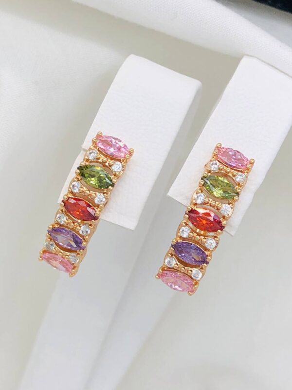 Marquise Elegance Gold Hoop Earrings - Image 3