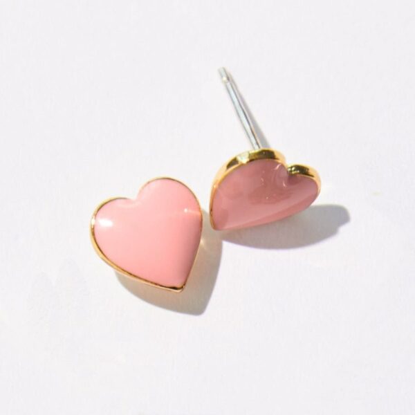 Heart-Shaped Enamel Stud Earrings – Multi Color Options. - Image 3