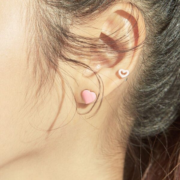 Heart-Shaped Enamel Stud Earrings – Multi Color Options. - Image 4