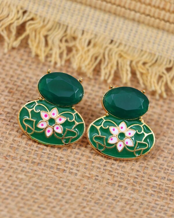 Noor Floral Enamel Stud Earrings - Image 8