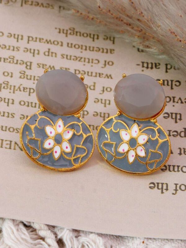 Noor Floral Enamel Stud Earrings - Image 3