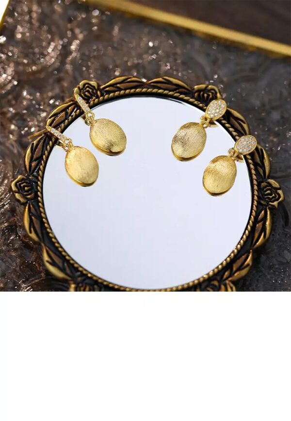 Gold Matte Drop Earrings – Iraasa Collection. - Image 3