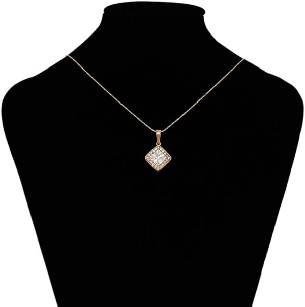 Iraasa Square Gold-Polished Pendant Necklace featuring an elegant locket design with shimmering stones.