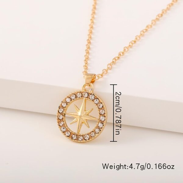 Iraasa Jewellers Star Pendant Necklace—a gold-plated circular locket with a star design, embellished with sparkling crystals