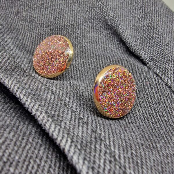 Iraasa Pink Glitter Stud Earrings – Pakistani Jewellery