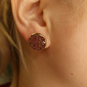 Iraasa Pink Glitter Stud Earrings – Pakistani Jewellery