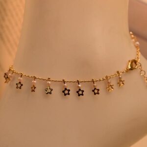Iraasa Star Anklet featuring delicate gold-plated star charms