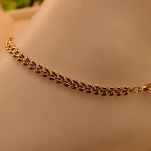 Elegant Iraasa Noir Luxe Anklet featuring black square beads and a delicate gold chain