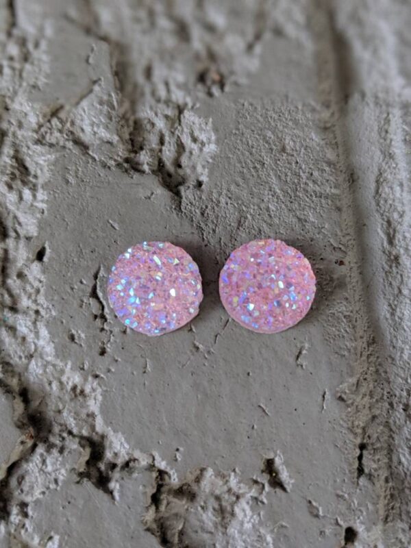 Iraasa Pink Glitter Stud Earrings – Pakistani Jewellery