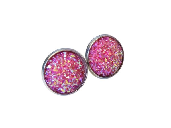 Iraasa Pink Glitter Stud Earrings – Pakistani Jewellery