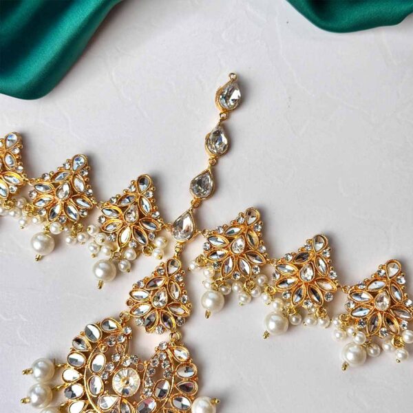 Bridal Matha Patti with intricate gold plating and delicate embellishments, perfect for traditional Pakistani weddings